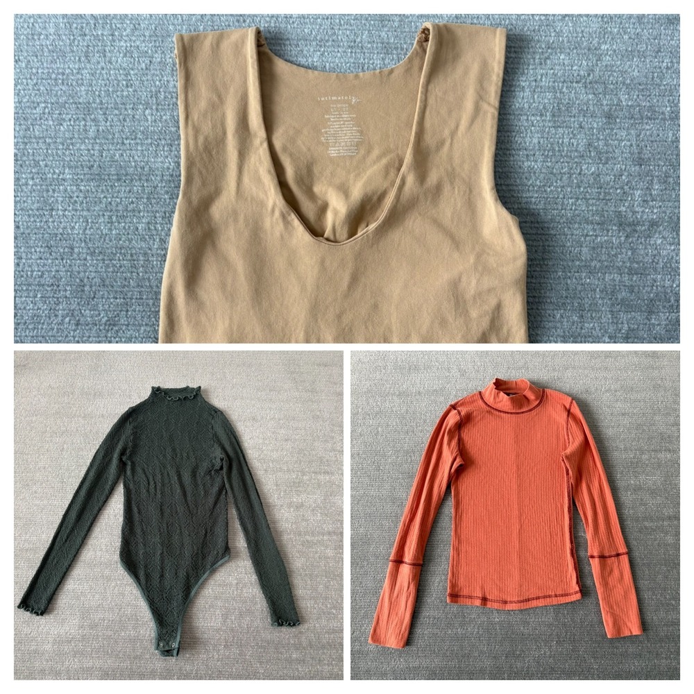 Free People Intimately Tops‎ Lot of 3 Women XS Tank Long Sleeve Bodysuit Boho